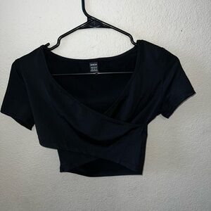 SHEIN Black Cut Out Wrap Blouse
